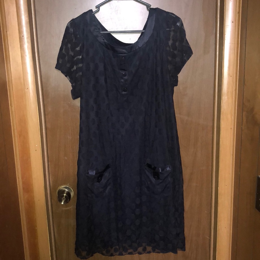 Dark Navy Blue Polka Dot Dress size 16W